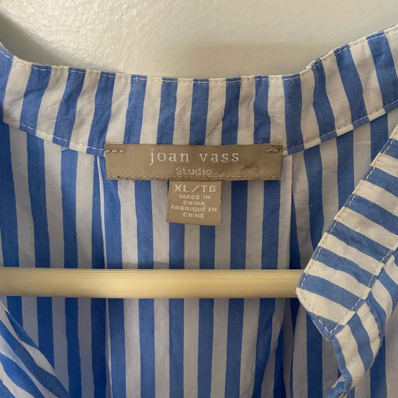 Joan Vass blue striped sleeveless blouse - Picture 2 of 5